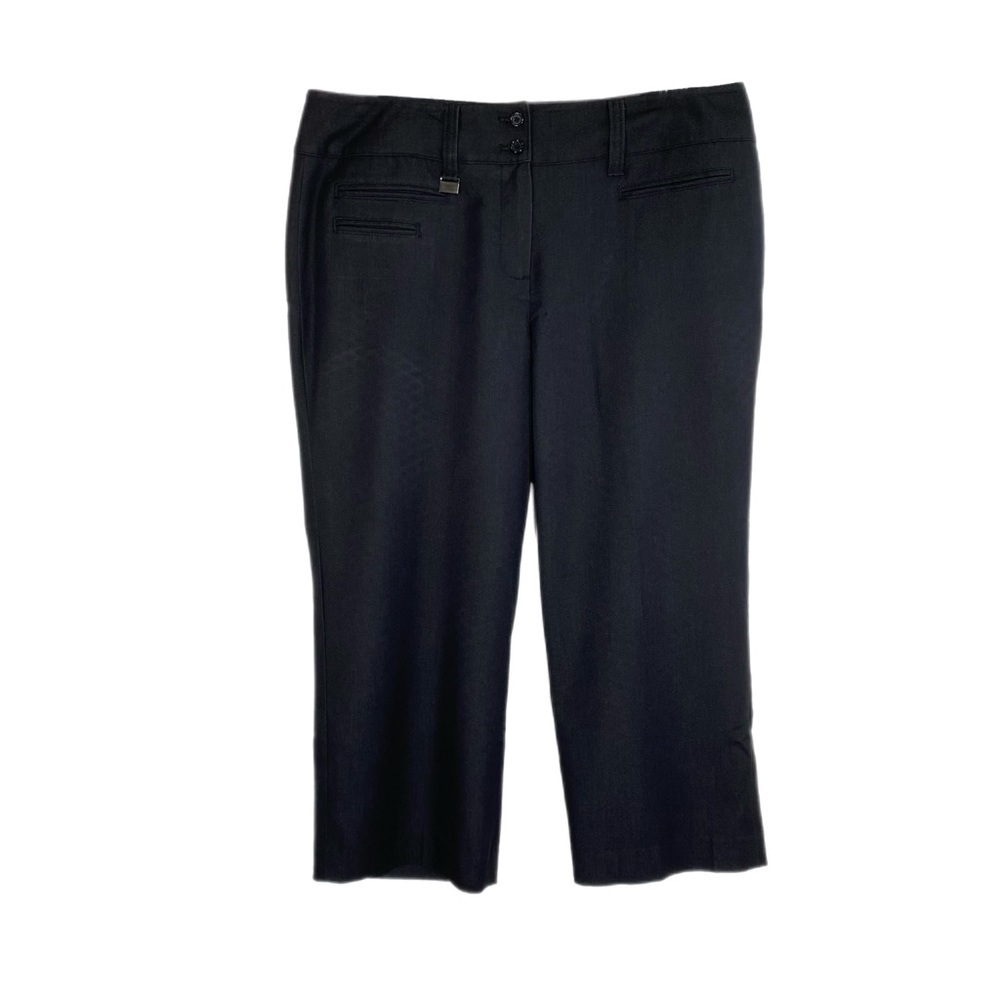 Larry Levine Women’s Black Wide Belt Loop Career Cropped Pants